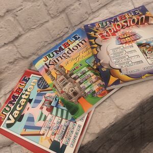 Lot of 3 Jumble Puzzle Book Word Games Brain Teaser Kingdom Explosion Vacation